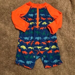 Wonder Nation boys one piece Baby Swimsuit Rash Guard 0-3 Months Dino pattern